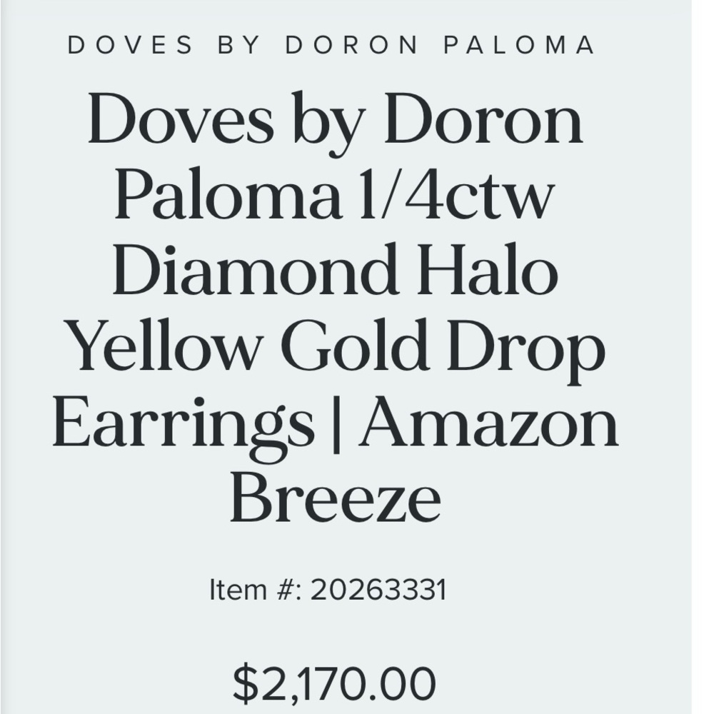 Doves by Doron Paloma 1/4ctw
Diamond Halo
Yellow